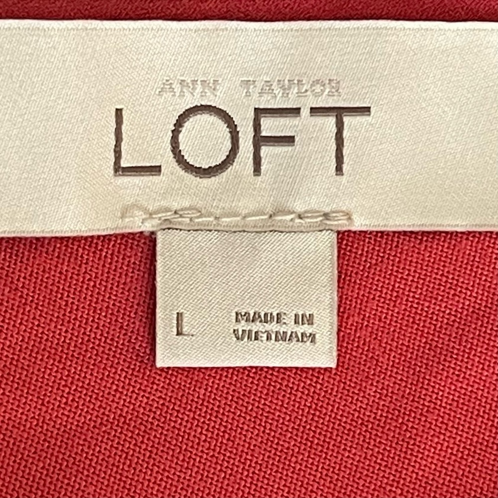 LOFT Women's Pink Ruffle Back Tassel Tie Knit Top Size Large - Picture 5 of 7